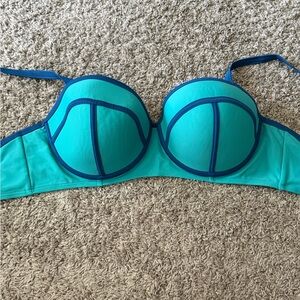 Swimsuits For All Teal Bra with Navy Contrast Trim